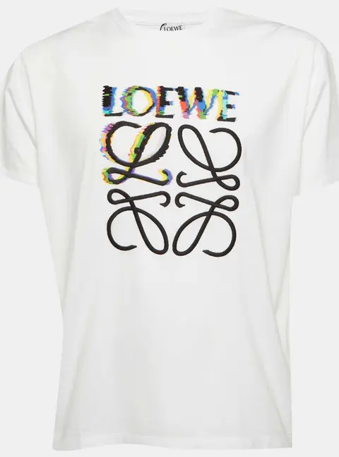 Loewe White Glitch Anagram Cotton Crew Neck T-Shirt L