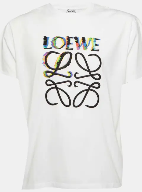Loewe White Glitch Anagram Cotton Crew Neck T-Shirt M