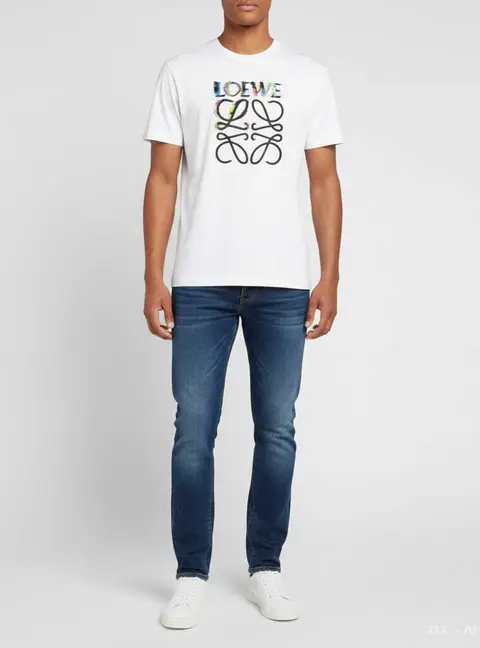 Loewe White Glitch Anagram Cotton Crew Neck T-Shirt XS