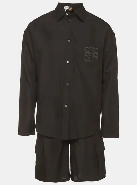 Loewe X Paul Ibiza Black Linen Blend Shirt and Shorts Set