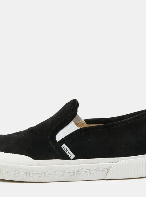 Loewe Terra Vulca Size 40 Black Suede Slip On Sneakers