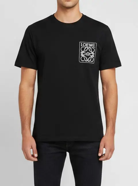 Loewe Black Cotton Knit Anagram Fake Logo Embroidered T-Shirt XL