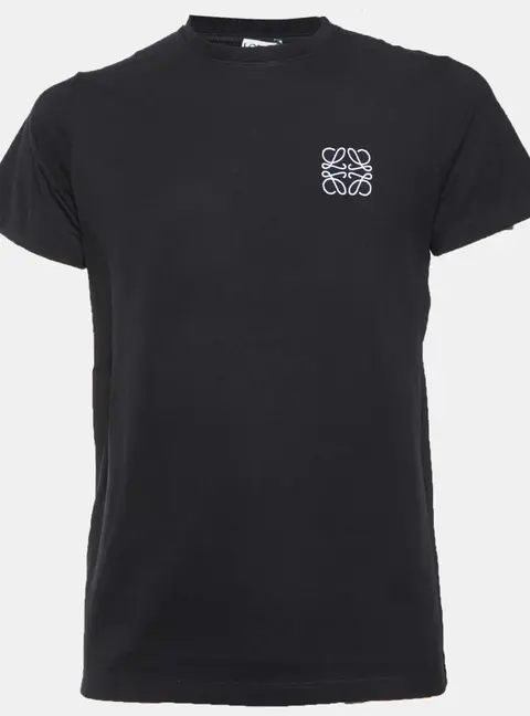 Loewe Black Anagram Embroidery Cotton Crew Neck T-Shirt S