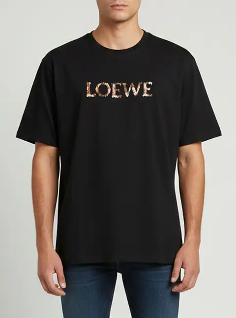 Loewe Black Anagram Embroidered Cotton Relaxed Fit T-Shirt XXL