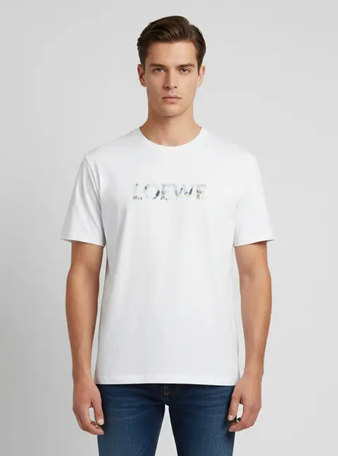 Loewe White Logo Embroidered Cotton Relaxed Fit T-Shirt XL