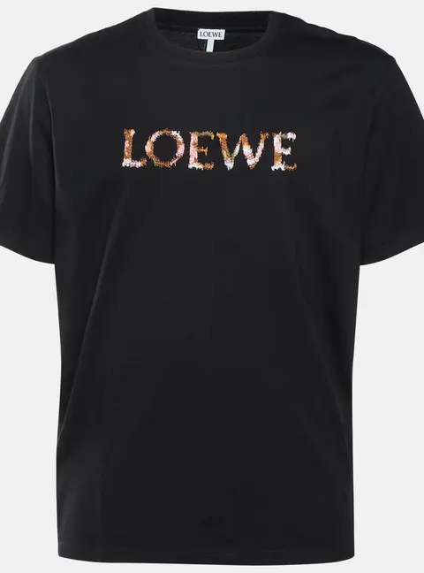 Loewe Black Logo Embroidered Cotton Relaxed Fit T-Shirt L