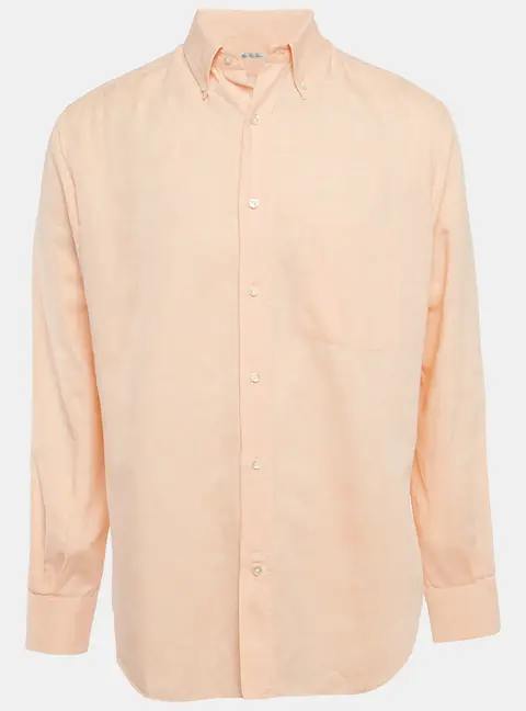 Loro Piana Peach Cotton & Linen Button Front Shirt L