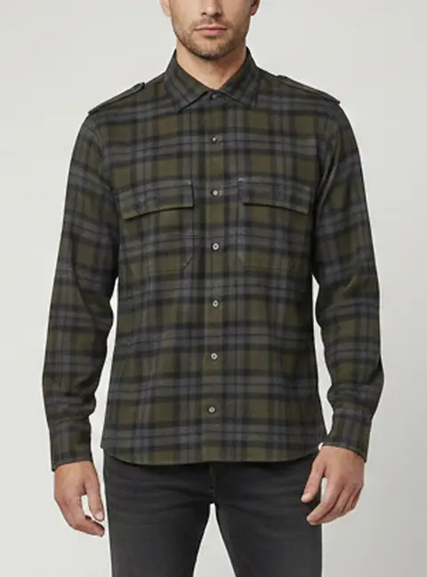 Loro Piana Grey/Green Plaid Cotton Caral Overshirt M