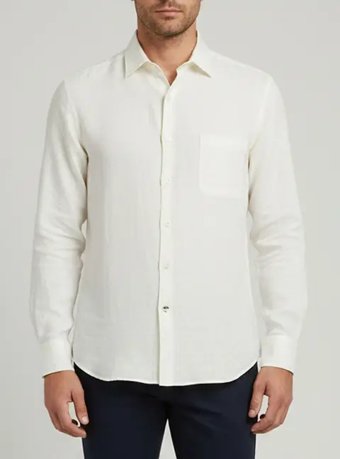 Loro Piana Off White Linen Long Sleeve Andre Shirt L