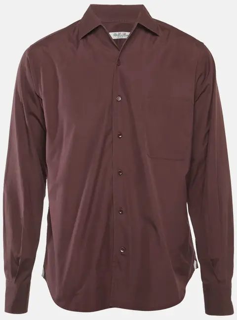 Loro Piana Burgundy Cotton Long Sleeve Shirt M