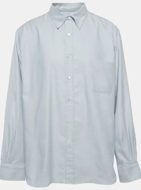 Loro Piana Blue Oxford Cotton Button Up Long Sleeve Shirt 4XL