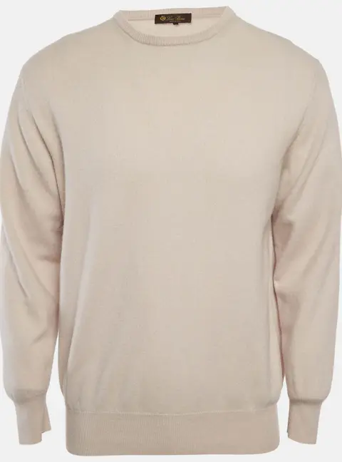 Loro Piana Beige Cashmere Crewneck Sweater XXL