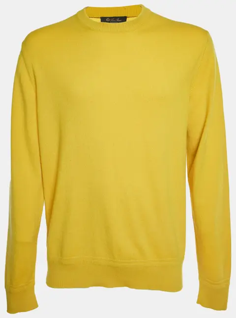 Loro Piana Yellow Cashmere Crewneck Sweater XL