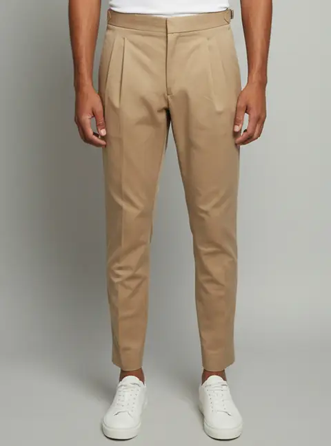 Loro Piana Beige Gabardine Pleated Trousers L
