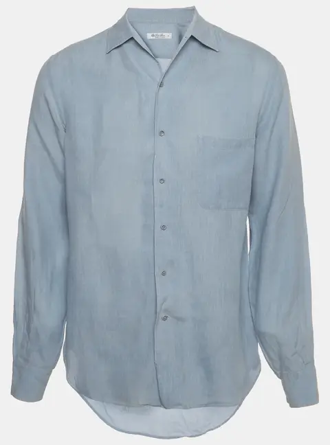 Loro Piana Light Blue Linen Button-Down Andr&eacute; Shirt M