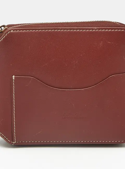 Loro Piana Zip Around Brown Leather Bifold Wallet