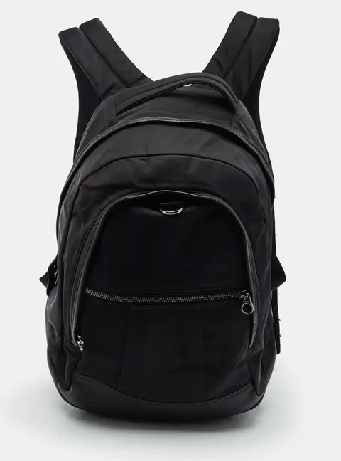 Loro Piana Pioneer Black Leather and Nylon Backpack