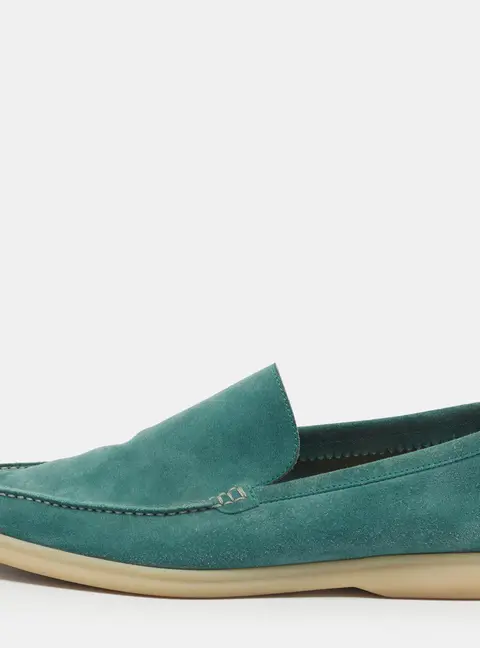 Loro Piana Summer Walk Size 41 Green Suede Loafers