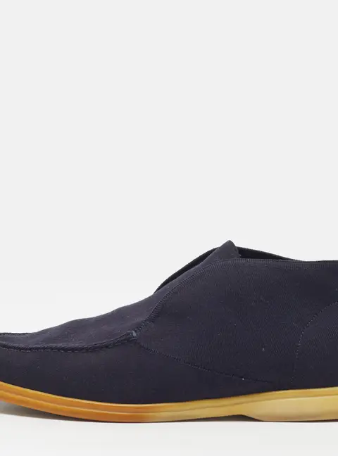 Loro Piana Open Walk Size 44 Navy Blue Knit Fabric Ankle Length Boots