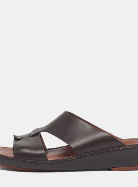Loro Piana New Buckle Size 43.5 Dark Brown Leather Slide Sandals