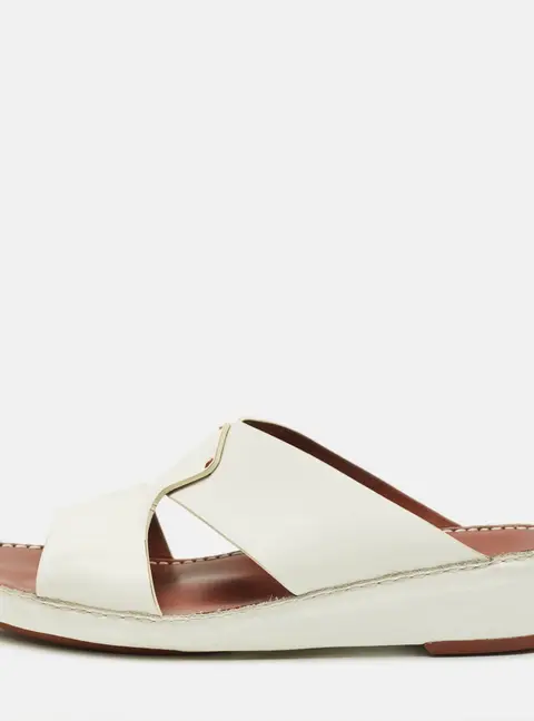 Loro Piana New Buckle Size 43.5 White Leather Slide Sandals