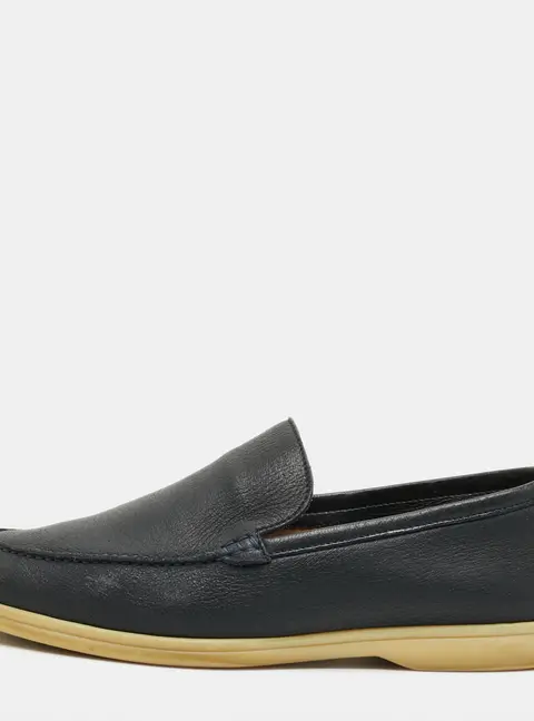 Loro Piana Summer Walk Size 44 Navy Blue Leather Loafers