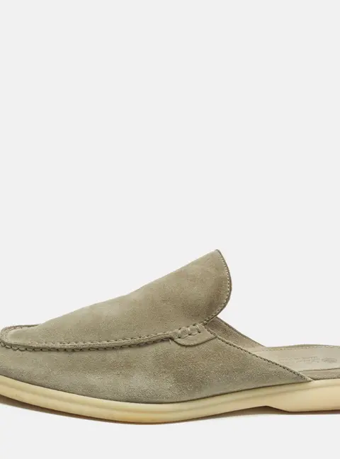 Loro Piana Babouche Walk Size 41.5 Grey Suede Mules