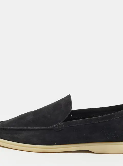 Loro Piana Summer Walk Size 42 Black Suede Loafers