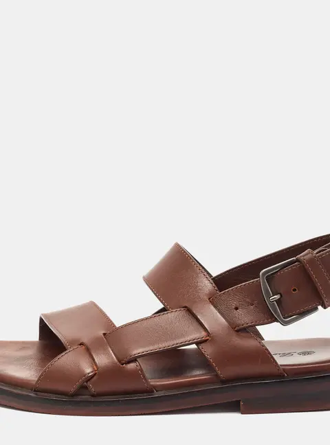 Loro Piana Size 43 Brown Leather Moorea Walk Slingback Sandals