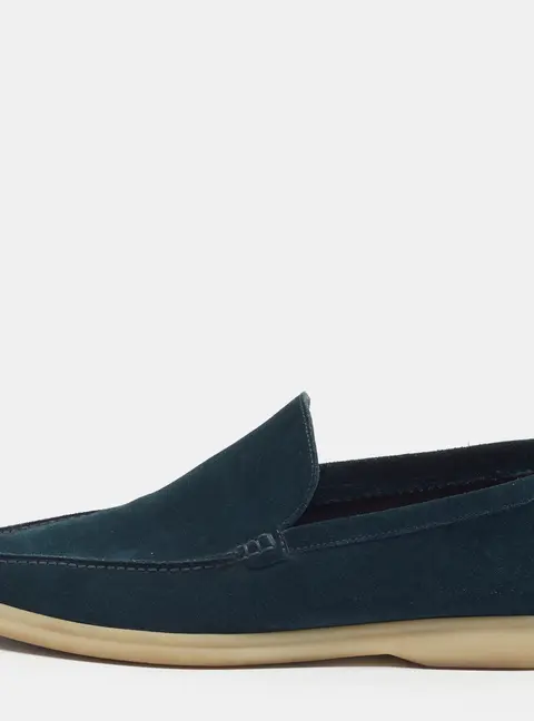 Loro Piana Summer Walk Size 40 Navy Blue Suede Loafers