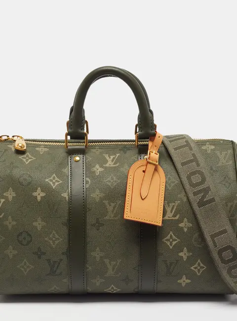 Louis Vuitton Keepall Bandouli&egrave;re 35 Kahki Monogram Surplus Canvas Duffel Bag