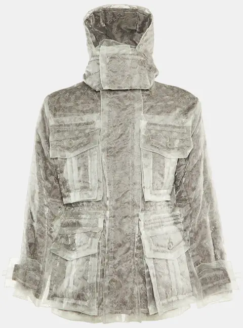 Louis Vuitton Brown & Grey Organza Layered Jacket S