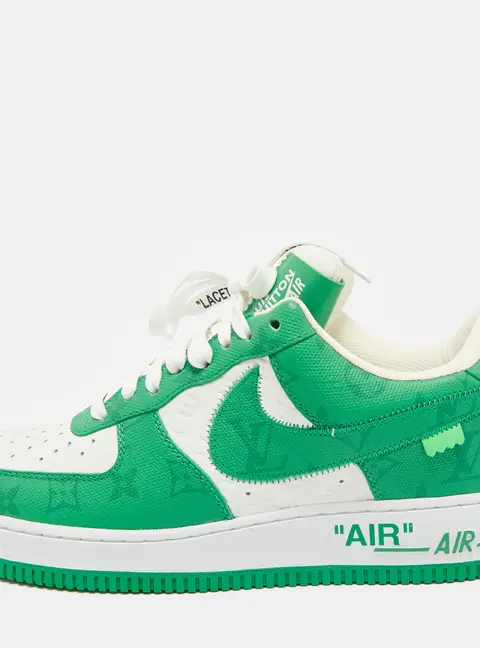 Louis Vuitton x Nike Green/White Monogram Canvas and Leather Air Force 1 Sneakers Size 42