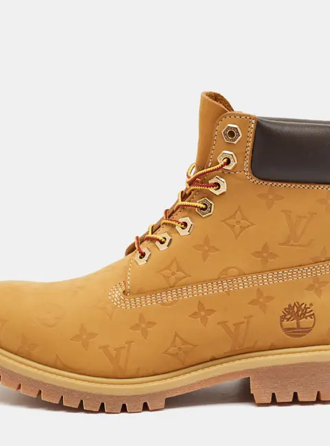 Louis Vuitton x Timberland Size 43 Tan Monogram Nubuck Leather Combat Boots