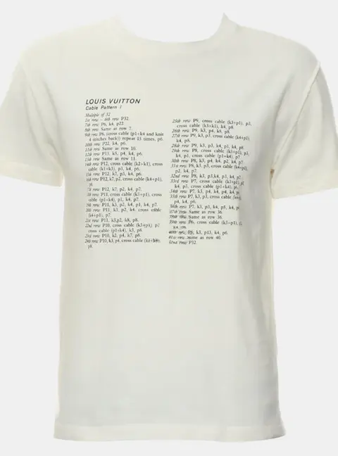 Louis Vuitton Broken White Cotton Cable Pattern Printed T-Shirt S