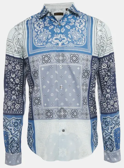 Louis Vuitton Blue Bandana Print Cotton Long Sleeve Shirt S