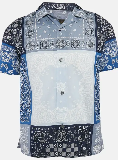 Louis Vuitton Blue Bandana Print Cotton Short-Sleeve Shirt S