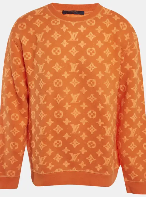 Louis Vuitton Orange Monogram Fleece Sweatshirt L