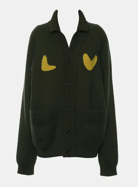 Louis Vuitton x Nigo 2022 Green Wool Knitted Button Up Cardigan