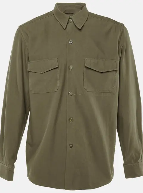 Louis Vuitton Vintage Dusty Green Cotton Button Front Overshirt M