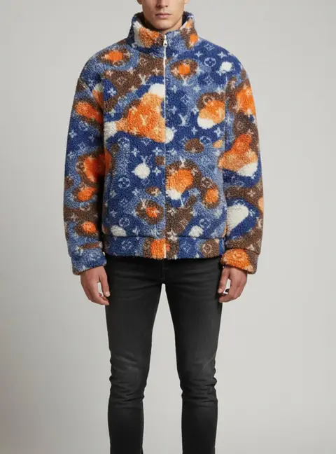 Louis Vuitton Blue/Orange Camo Monogram Fleece Blouson XXL