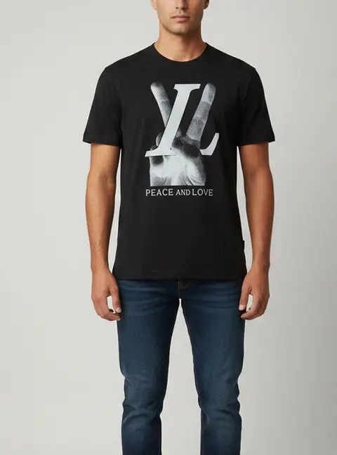 Louis Vuitton Black Peace and Love Graphic Jersey T-Shirt S
