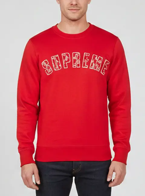 Louis Vuitton Red Supreme Arc Logo Cotton Crewneck Sweatshirt XS