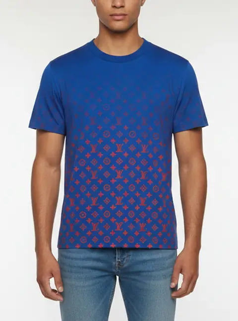Louis Vuitton Blue/Red Gradient Monogram Jersey T-Shirt S