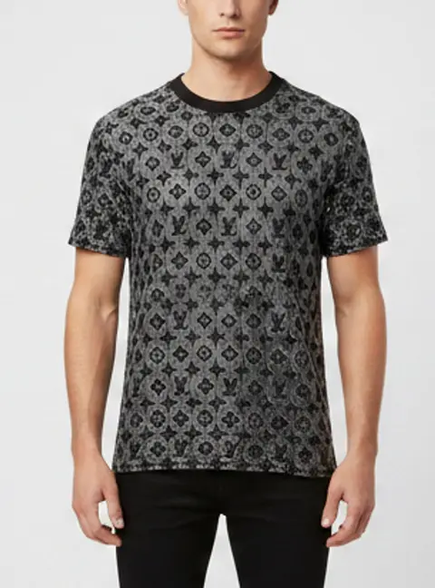 Louis Vuitton Grey Monogram Jacquard Knit Crewneck T-Shirt S
