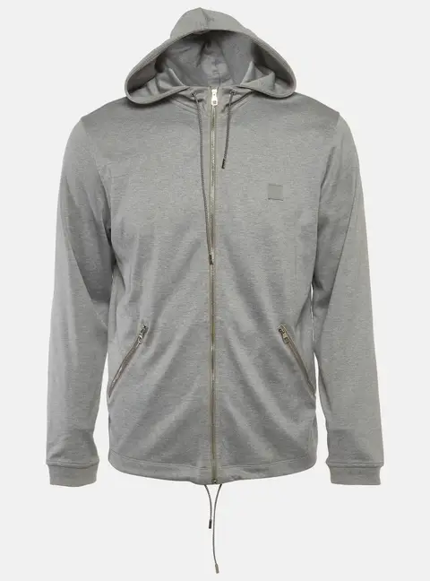Louis Vuitton Grey Jersey Zip-Up Hoodie M