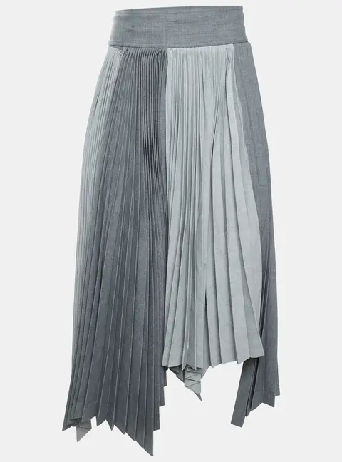 Louis Vuitton Grey Pleated Wool Blend Asymmetric Wrap Midi Skirt M