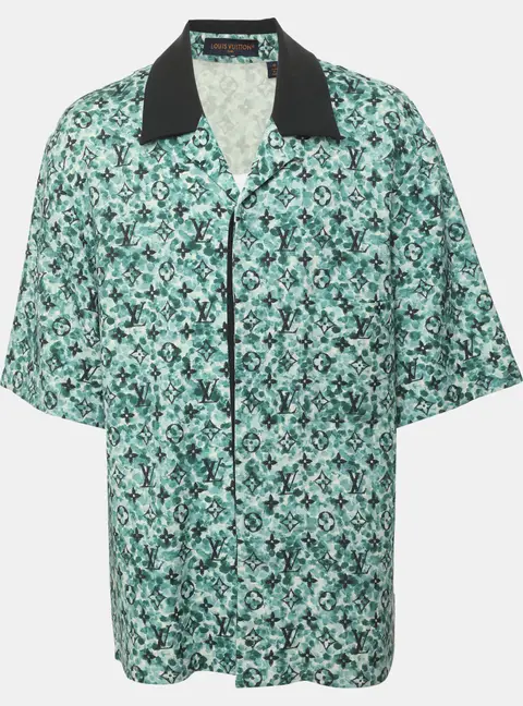 Louis Vuitton Green Monogram Pointillism Jersey Short Sleeve Shirt M