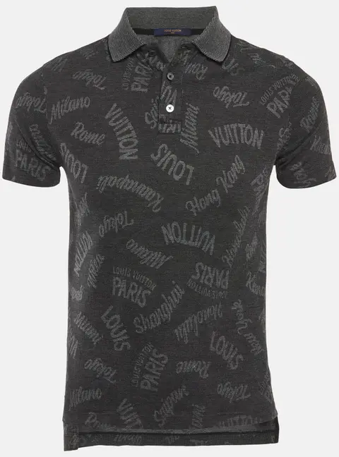 Louis Vuitton Grey Cities Print Cotton Pique Polo T-Shirt XS