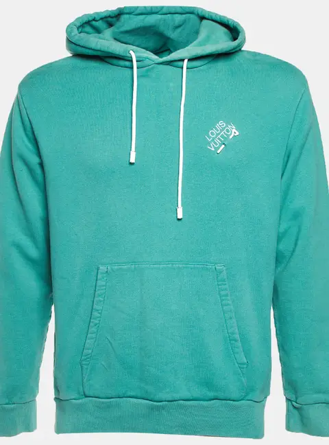 Louis Vuitton Green Cotton Logo Embroidered Hoodie XL